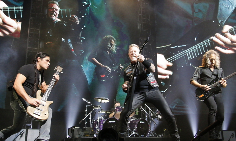 Members of American heavy metal band Metallica perform at their concert in Hong Kong, China, 20 January 2017.