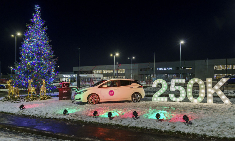 Nissan Sunderland’s Christmas lights powered by one of their LEAF electric cars Picture: DAVID WOOD