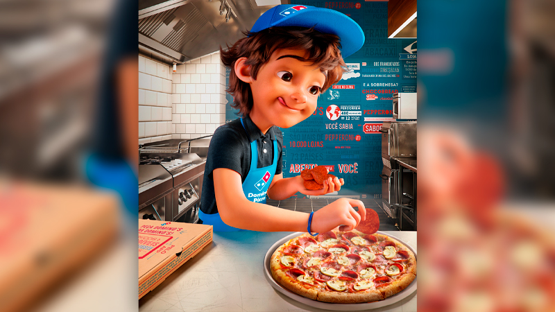 CB monta sua pizza para mostrar funcionalidade da Domino's