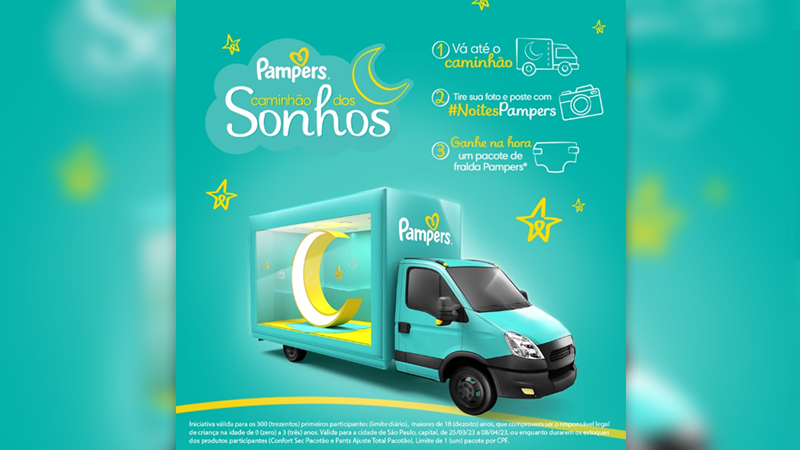 Pampers faz turnê com caminhão repleto de brindes