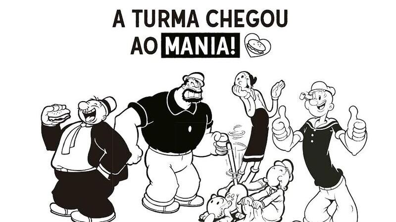 Mania de Churrasco licencia Turma do Popeye para ilustrar a marca