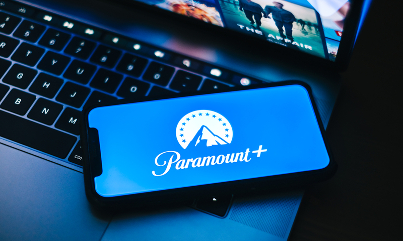 Paramount plus logo on smartphone screen.