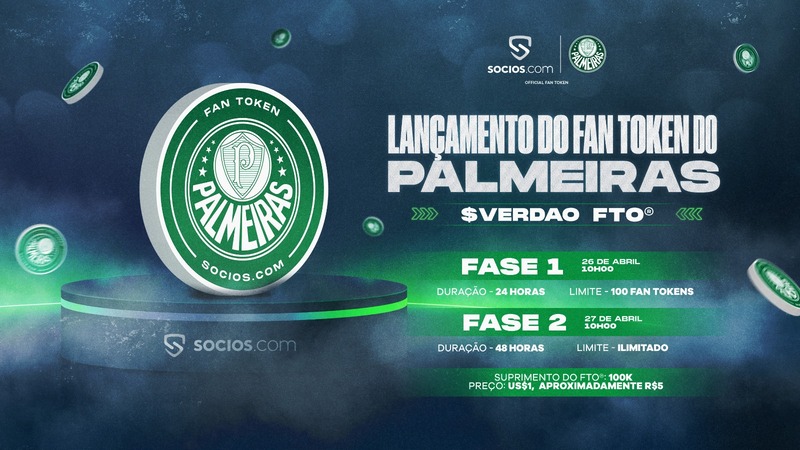 Palmeiras e Socios.com apresentam Fan Token oficial com oferta especial de lançamento