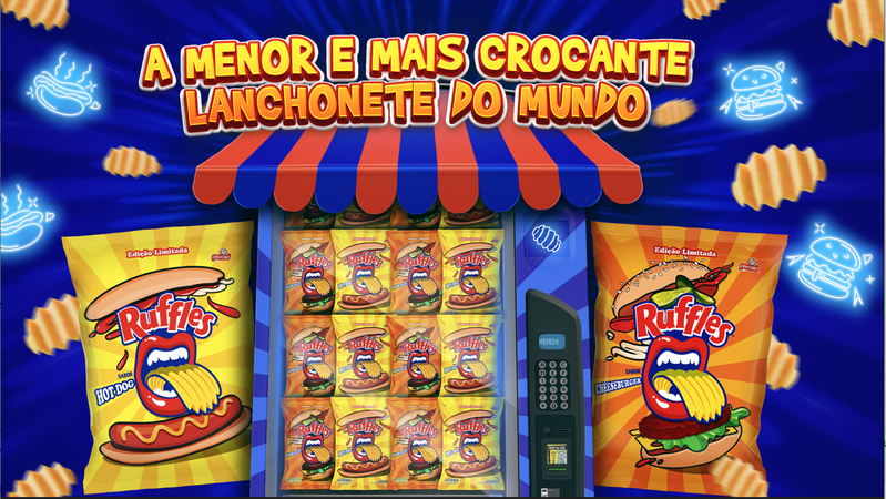 Ruffles apresenta sabores Cheeseburger e Hot Dog com ativação em vending machine