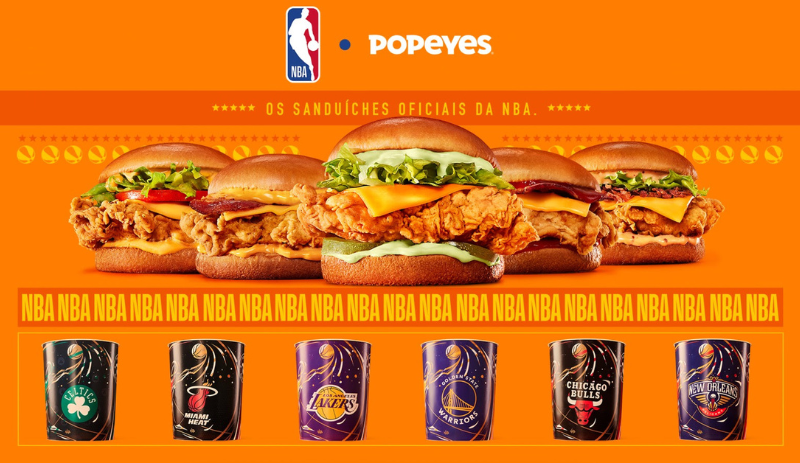 Popeyes apresenta sanduíches inspirados nos times da NBA