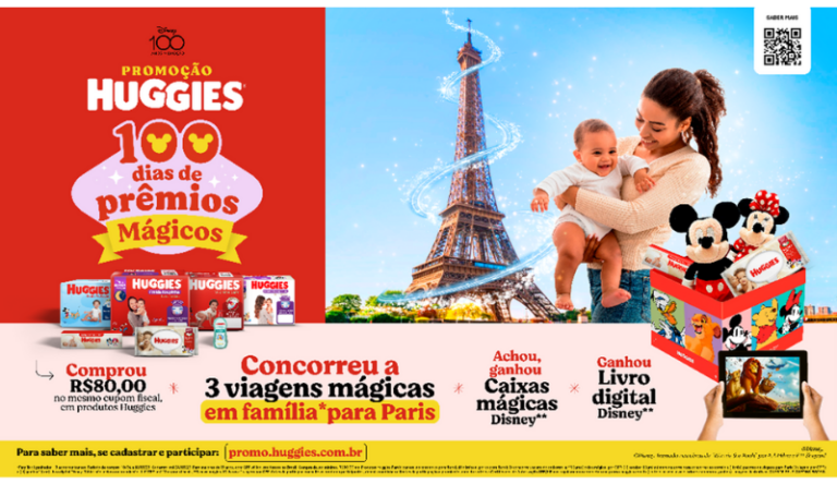 Huggies e Disney têm promoção com prêmios instantâneos e viagens a Paris