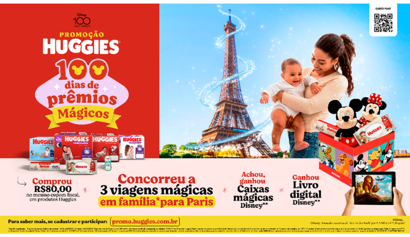 Huggies e Disney têm promoção com prêmios instantâneos e viagens a Paris