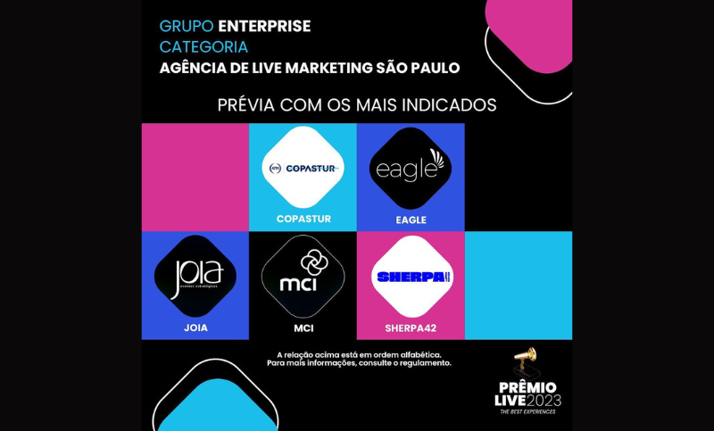 Prêmio Live divulga 9ª prévia com a categoria Agência de Live Marketing São Paulo