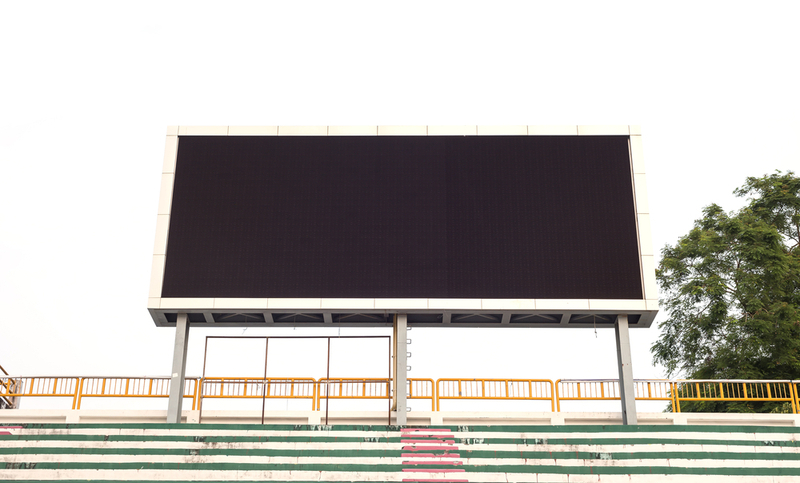 Empty white digital billboard screen for advertising in stadium