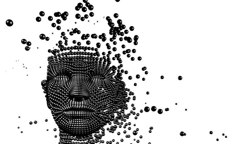 3d Conceptual image of woman composed of balls. Artificial intelligence concept