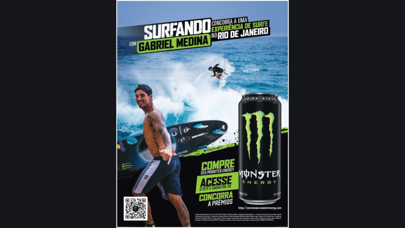 Monster Energy apresenta promoção 'Surfando com Gabriel Medina'