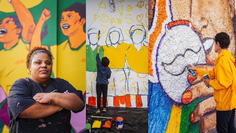 Rappi resgatou história do futebol feminino com murais assinados por grafiteiras