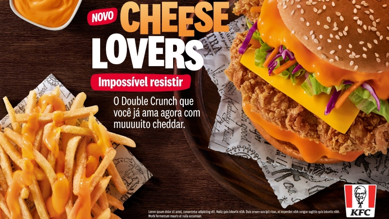 KFC amplia menu e traz edição limitada do Double Crunch com muito cheddar