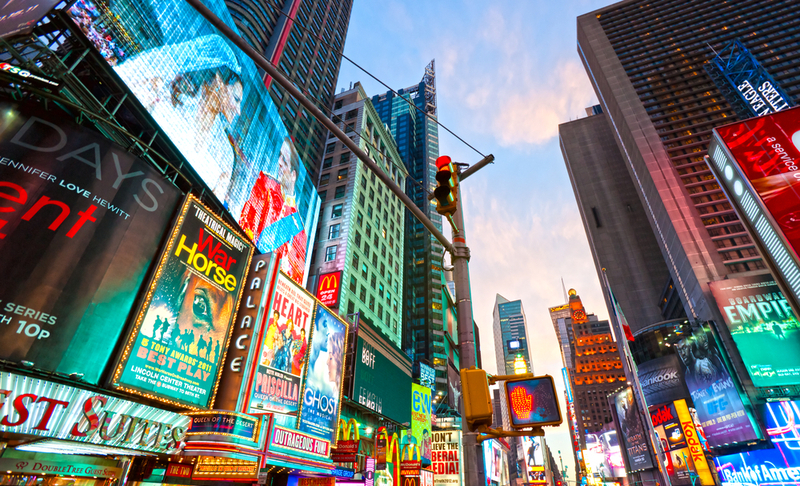 NEW YORK CITY -MARCH 25: Times Square, featured with Broadway Theaters and animated LED signs, is a symbol of New York City and the United States, March 25, 2012 in Manhattan, New York City. USA.