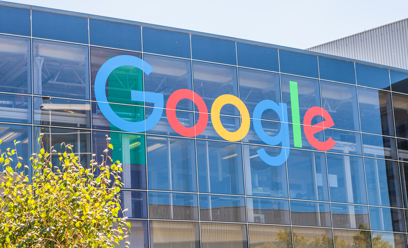 Mountain View, CA, USA – August 15, 2016: close up of Google sign on one of the Google buildings. Google is an American multinational corporation specializing in Internet-related services and products