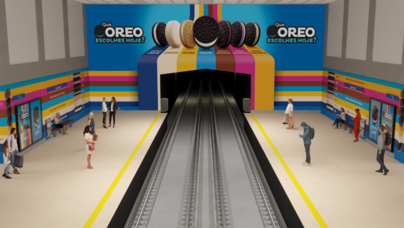 Oreo invade metrô de Lisboa e pergunta 'Qual escolhe hoje?'