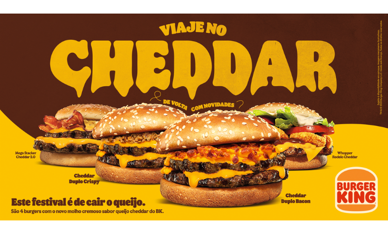 Burger King faz Festival de Cheddar com hambúrgueres especiais