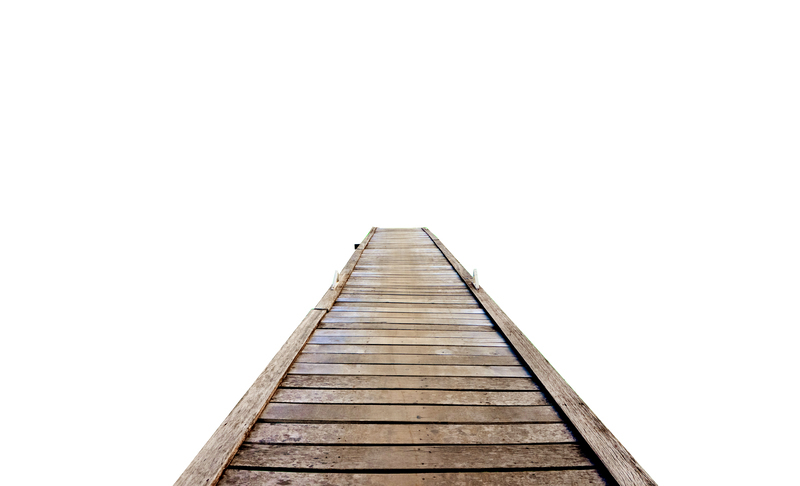 old wooden bridge on colored background with clipping path easy to work on project