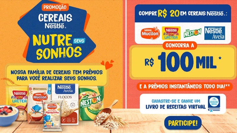 Cereais Nestlé traz campanha 'Nutre seus Sonhos' com prêmios de até R$ 100 mil