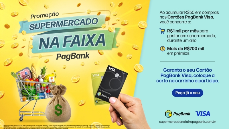 PagBank e Visa lançam campanha 'Supermercado na Faixa' com mais de R$ 750 mil em prêmios