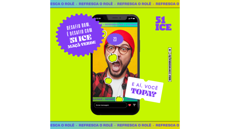 51 ICE lança jogo em filtro do Instagram para divulgar sabor maçã-verde