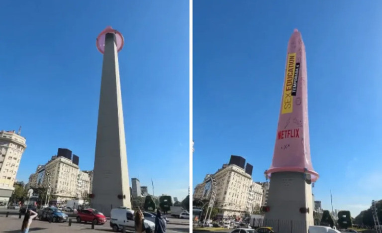 Netflix 'cobre' obelisco de Buenos Aires com camisinha gigante em divulgação de Sex Education