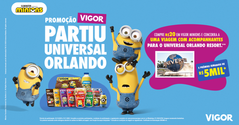 Promoção Vigor 'Partiu Universal Orlando' traz sorteios em dinheiro e viagem 