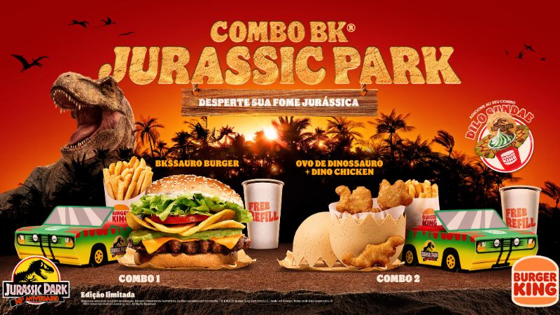 Burger King lança combos especiais para 30 anos de Jurassic Park