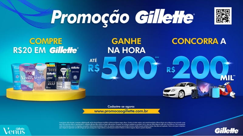 Gillette realiza promoção com prêmios e sorteio de 200 mil reais