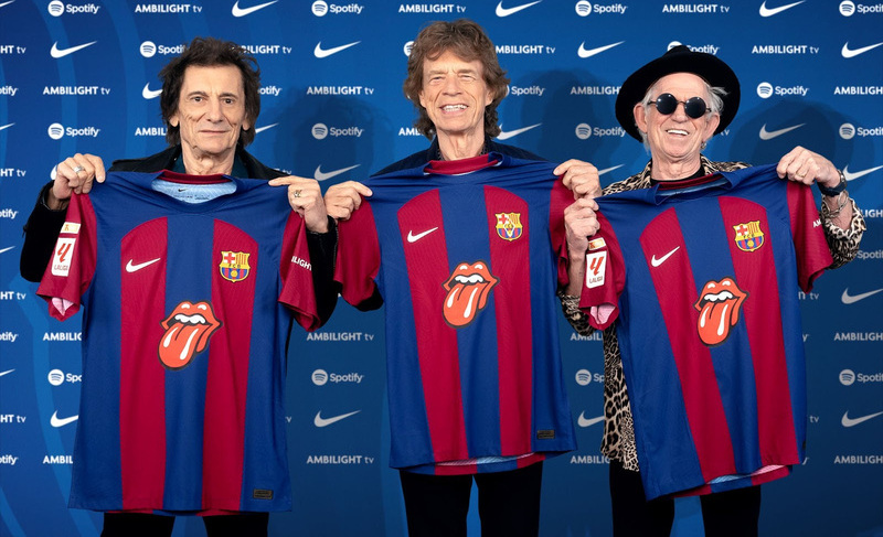 Spotify estampa os Rolling Stones na camisa do FC Barcelona