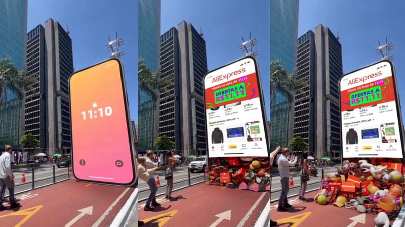 AliExpress coloca celular gigante na Avenida Paulista