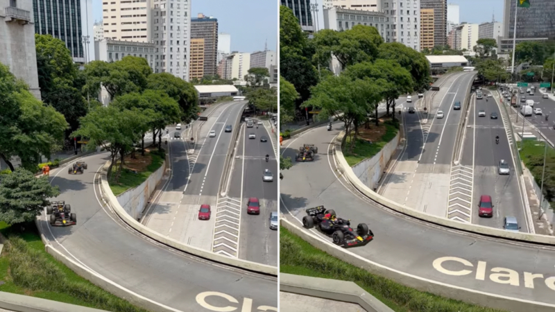 Claro fez ação de CGI com pilotos acelerado no Viaduto do Chá