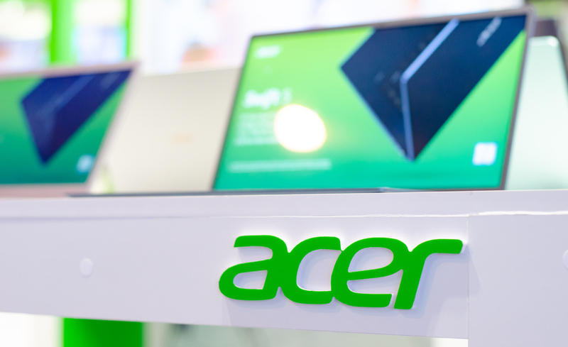 Kyiv, Ukraine – April 12, 2019: Notebook ACER for sale. Acer Design Exposition Stand.