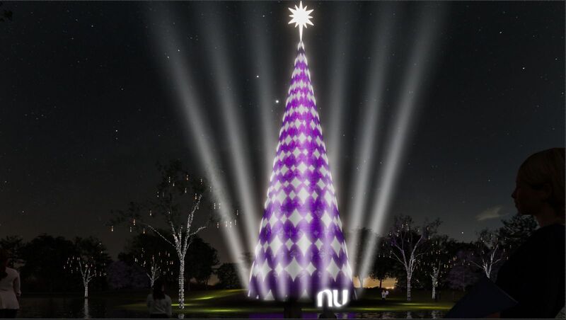 Nubank coloca árvore de Natal roxa no Parque Ibirapuera