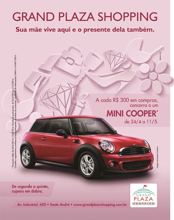 Grand Plaza sorteia Mini Cooper One em ação no Dia das Mães