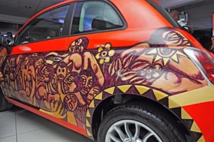 Fiat pintado por moçambicano vira obra de arte