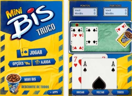 Jogando truco com app do MiniBis