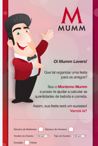Mumm Cuvée com mordomo no Facebook