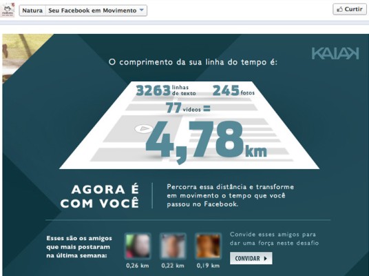 Natura ativa Kaiak medindo a linha do tempo no Facebook