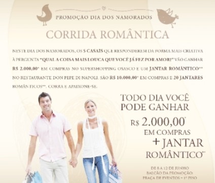 SuperShopping Osasco promove corrida romântica