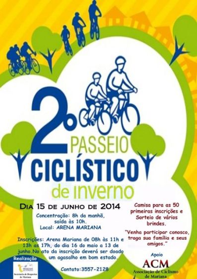 passeio ciclisico em mariana