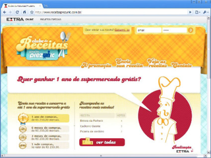 Prezunic patrocina concurso de receitas on-line
