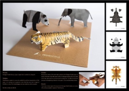 Animais em extinção param em folhas de papel