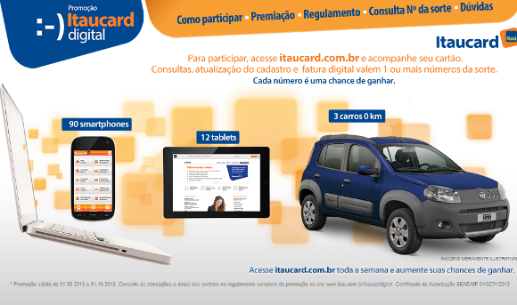 Itaucard Digital sorteia prêmios para clientes 