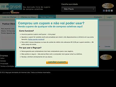 Site comercializa cupons de compra coletiva não utilizados
