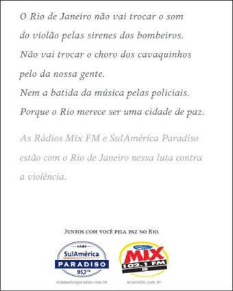 Crescem ações pela PAZ no Rio de Janeiro 