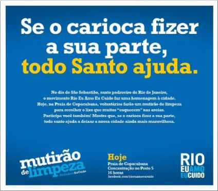 Rio Eu Amo Eu Cuido em busca de voluntários