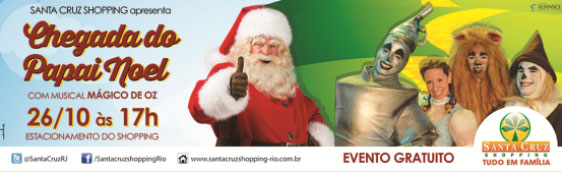 Papai Noel chega neste domingo ao Santa Cruz Shopping