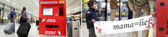 Máquina imprime faixas de boas vindas em Amsterdã