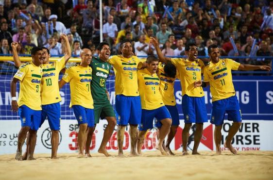 O patrocínio à Seleção Brasileira de Beach Soccer é válido até 2015 (Foto: Divulgação).
